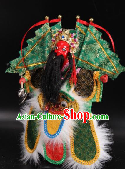 Traditional Chinese Handmade Green Armor General Puppet Marionette Puppets String Puppet Wooden Image Arts Collectibles