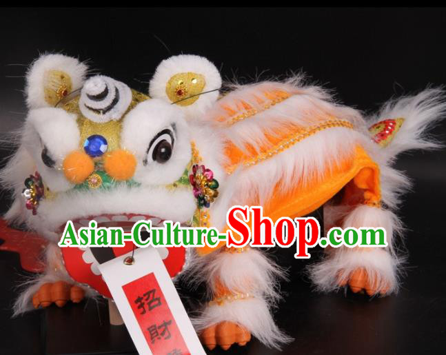 Traditional Chinese Handmade Yellow Lion Puppet Marionette Puppets String Puppet Wooden Image Arts Collectibles