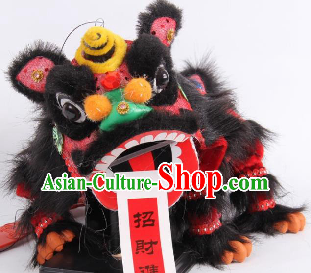Traditional Chinese Handmade Black Lion Puppet Marionette Puppets String Puppet Wooden Image Arts Collectibles