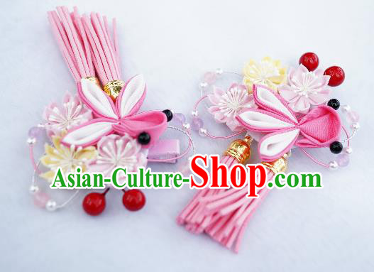 Asian Japan Traditional Geisha Pink Goldfish Tassel Hair Claw Japanese Kimono Hair Accessories for Women