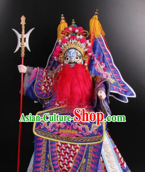 Traditional Chinese Handmade Purple Clothing General Puppet Marionette Puppets String Puppet Wooden Image Arts Collectibles