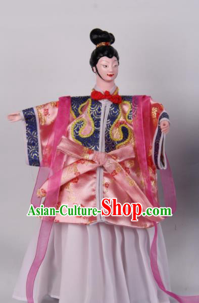 Traditional Chinese Handmade Pink Dress Peri Puppet Marionette Puppets String Puppet Wooden Image Arts Collectibles
