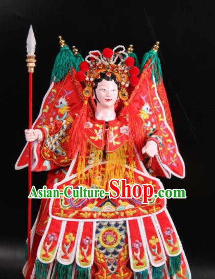 Traditional Chinese Handmade Female General Puppet Marionette Puppets String Puppet Wooden Image Arts Collectibles
