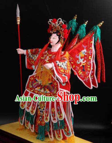 Traditional Chinese Handmade Female General Puppet Marionette Puppets String Puppet Wooden Image Arts Collectibles