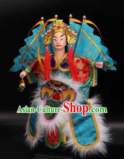 Traditional Chinese Handmade Blue Clothing Takefu Puppet Marionette Puppets String Puppet Wooden Image Arts Collectibles