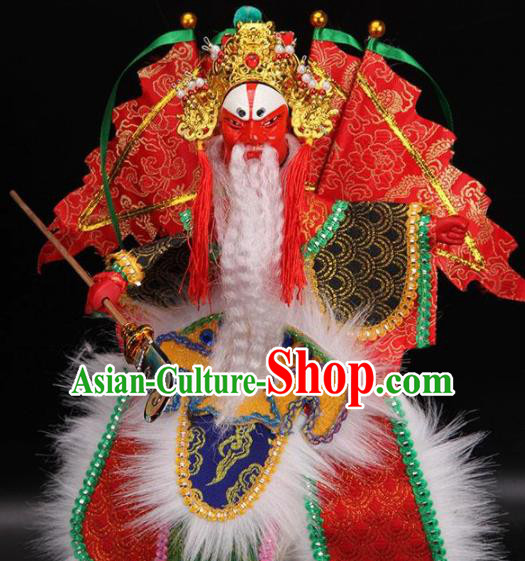 Traditional Chinese Handmade Red Clothing Huang Gai Puppet Marionette Puppets String Puppet Wooden Image Arts Collectibles