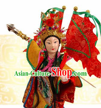 Traditional Chinese Handmade Mu Guiying Puppet Marionette Puppets String Puppet Wooden Image Arts Collectibles