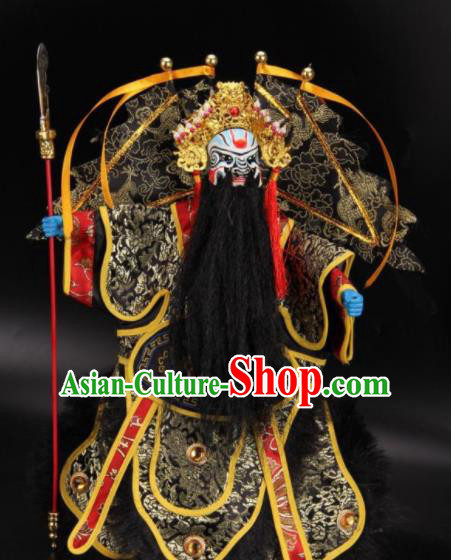 Traditional Chinese Handmade Black General Puppet Marionette Puppets String Puppet Wooden Image Arts Collectibles