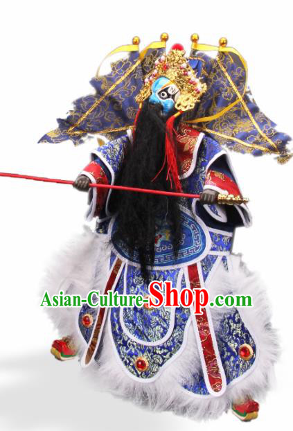 Traditional Chinese Handmade Blue General Puppet Marionette Puppets String Puppet Wooden Image Arts Collectibles