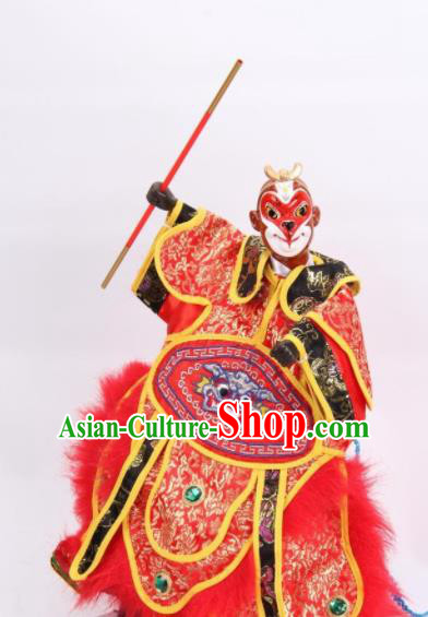 Traditional Chinese Handmade Red Handsome Monkey King Puppet Marionette Puppets String Puppet Wooden Image Arts Collectibles