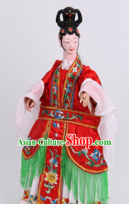 Traditional Chinese Red Dress Diva Puppet Marionette Puppets String Puppet Wooden Image Arts Collectibles