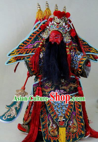 Chinese Traditional General Guan Yu Marionette Puppets Handmade Puppet String Puppet Wooden Image Arts Collectibles