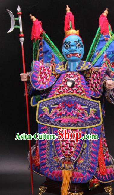 Traditional Chinese Purple General Marionette Puppets Handmade Puppet String Puppet Wooden Image Arts Collectibles