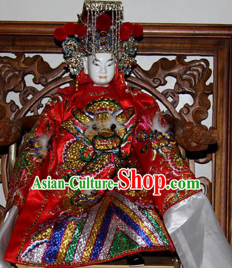 Traditional Chinese Red God Marionette Puppets Handmade Puppet String Puppet Wooden Image Arts Collectibles