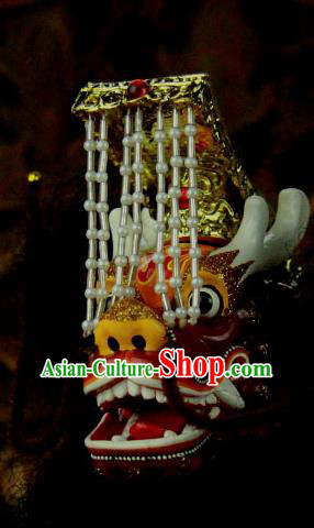 Traditional Chinese Handmade Yellow Dragon Head Puppet Marionette Puppets String Puppet Wooden Image Arts Collectibles