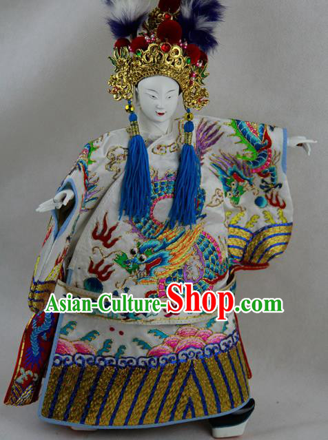 Traditional Chinese White Emperor Marionette Puppets Handmade Puppet String Puppet Wooden Image Arts Collectibles