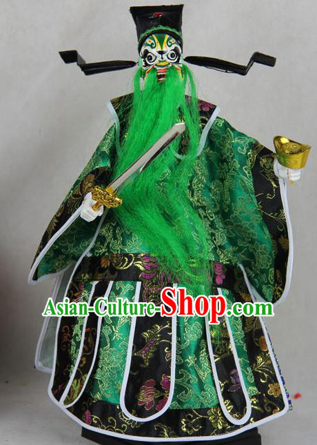 Traditional Chinese Green Prime Minister Marionette Puppets Handmade Puppet String Puppet Wooden Image Arts Collectibles