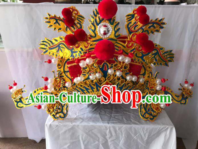 Traditional Chinese Beijing Opera God of Wealth Hat Ancient Prime Minister Headwear for Men