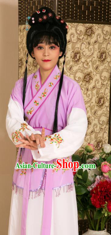 Traditional Chinese Handmade Beijing Opera Young Lady Purple Dress Ancient Maidservants Costumes for Women
