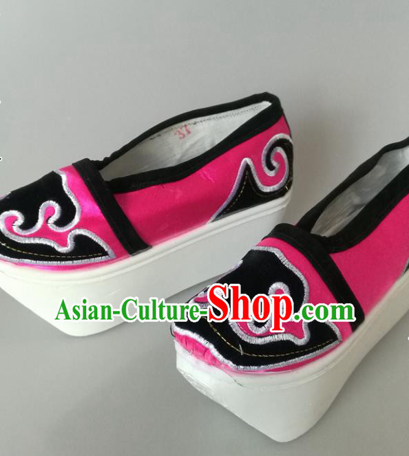 Traditional Chinese Beijing Opera Niche Rosy Shoes Handmade Ancient Scholar Hanfu Shoes for Men