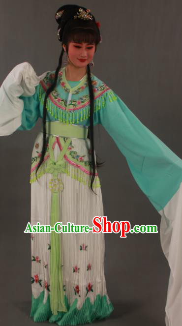 Traditional Chinese Peking Opera Actress Green Dress Ancient Court Princess Costumes for Women