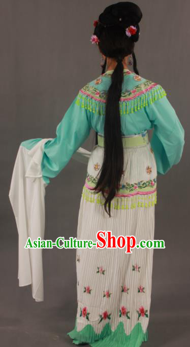 Traditional Chinese Peking Opera Actress Green Dress Ancient Court Princess Costumes for Women