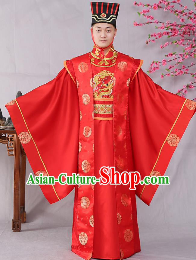 Traditional Chinese Tang Dynasty Prince Wedding Hanfu Clothing Ancient Drama Bridegroom Replica Costumes for Men