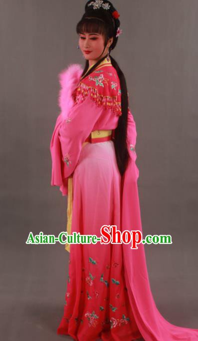 Traditional Chinese Peking Opera Actress Rosy Dress Ancient Aristocratic Miss Costume for Women