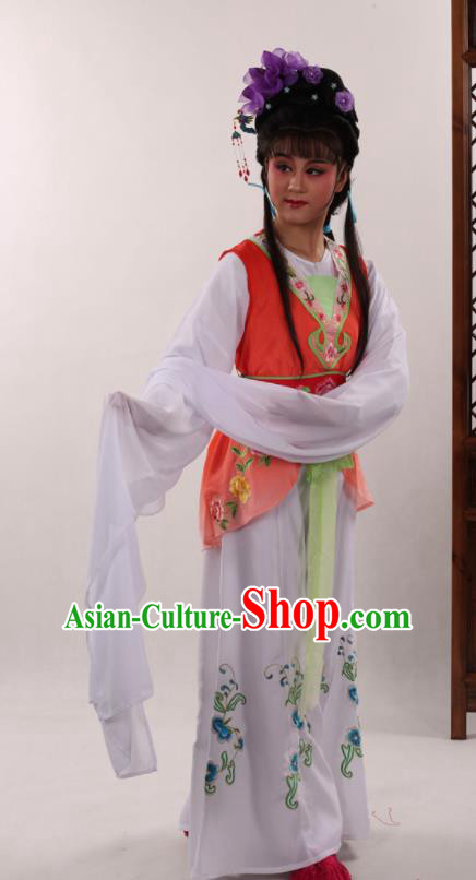 Traditional Chinese Peking Opera Maidservants Orange Dress Ancient Servant Girl Costume for Women