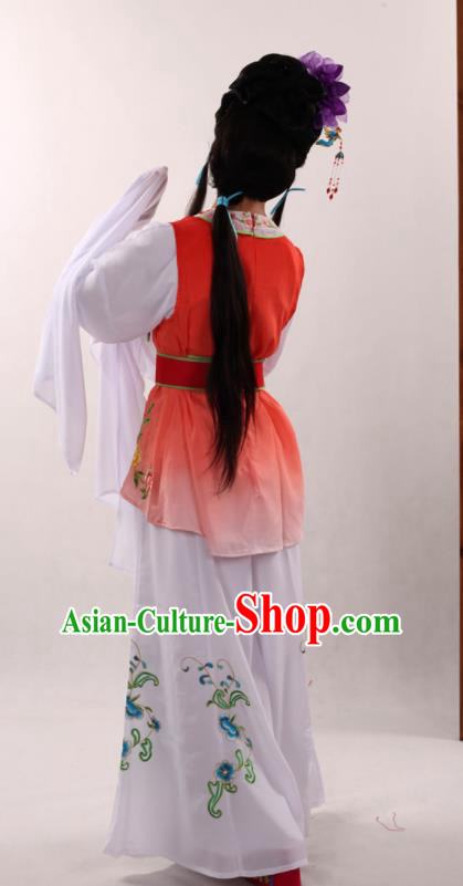 Traditional Chinese Peking Opera Maidservants Orange Dress Ancient Servant Girl Costume for Women