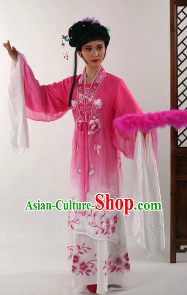 Traditional Chinese Shaoxing Opera Diva Rosy Dress Ancient Peking Opera Nobility Lady Costume for Women