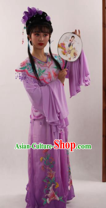 Traditional Chinese Peking Opera Diva Purple Dress Ancient Goddess Princess Costume for Women