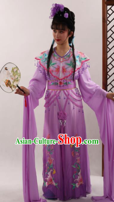 Traditional Chinese Peking Opera Diva Purple Dress Ancient Goddess Princess Costume for Women