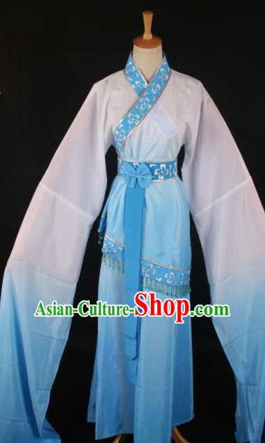 Chinese Traditional Shaoxing Opera Blue Dress Ancient Peking Opera Maidservant Xi Shi Costume for Women