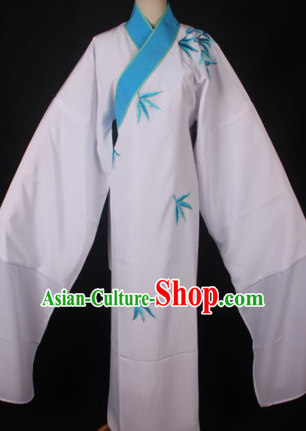 Traditional Chinese Shaoxing Opera Niche Embroidered White Robe Ancient Gifted Scholar Costume for Men