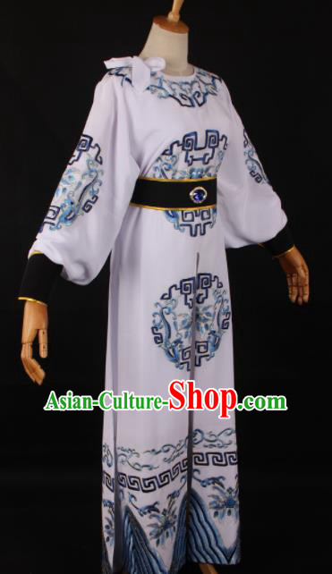 Traditional Chinese Shaoxing Opera Takefu White Clothing Ancient Imperial Bodyguard Costume for Men