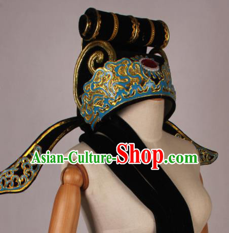 Traditional Chinese Shaoxing Opera Niche Black Hat Ancient Scholar Headwear for Men
