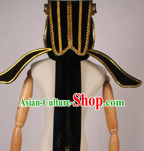 Traditional Chinese Shaoxing Opera Niche Black Hat Ancient Scholar Headwear for Men