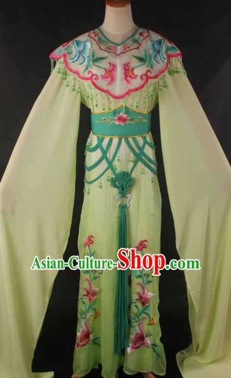Traditional Chinese Shaoxing Opera Peri Princess Green Dress Ancient Peking Opera Diva Costume for Women