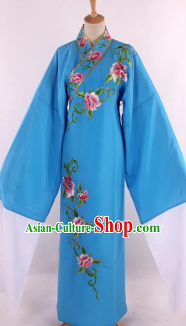 Traditional Chinese Shaoxing Opera Niche Embroidered Blue Robe Ancient Nobility Childe Costume for Men