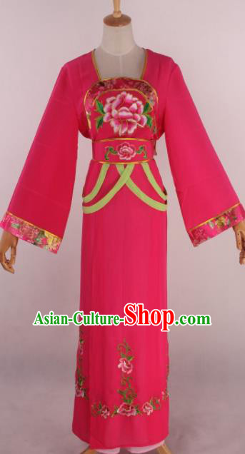 Chinese Beijing Opera Palace Maidservant Rosy Dress Ancient Traditional Peking Opera Court Maid Costume for Women