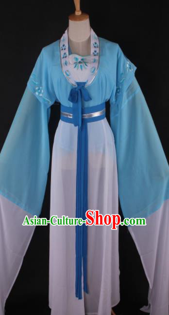 Professional Chinese Beijing Opera Maidservant Blue Dress Ancient Traditional Peking Opera Diva Costume for Women