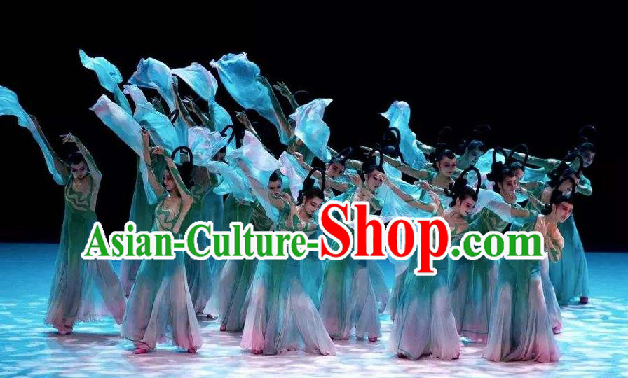Traditional Chinese Classical Dance Fen Mo Costume Beautiful Dance Green Dress for Women