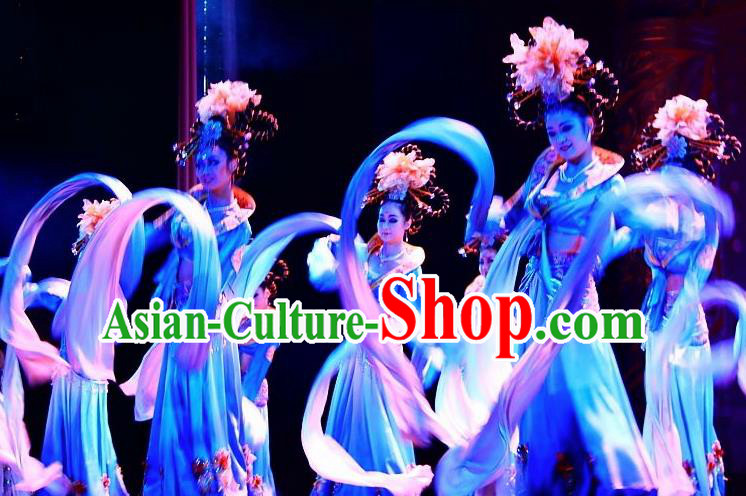 Traditional Chinese Classical Dance Bai Zhu Wu Costume Tang Dynasty Water Sleeve Dance Dress for Women