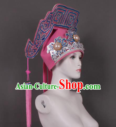 Traditional Chinese Shaoxing Opera Niche Pink Hat Ancient Gifted Scholar Headwear for Men