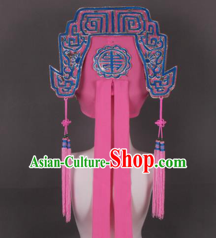 Traditional Chinese Shaoxing Opera Niche Pink Hat Ancient Gifted Scholar Headwear for Men