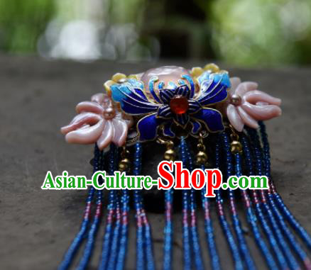 Chinese Ancient Princess Hair Accessories Cloisonne Butterfly Tassel Hair Claw Traditional Hanfu Hairpins for Women
