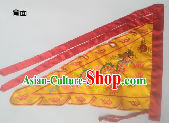 Chinese Traditional Embroidered Dragon Flag Dragon Boat Competition Golden Silk Triangular Flag