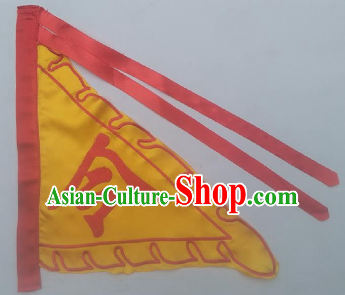 Chinese Traditional Yellow Triangular Flag Dragon Boat Competition Embroidered Flag