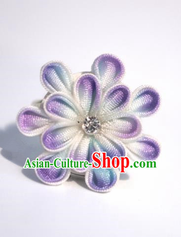Japanese Ancient Purple Flowers Ear Accessories Traditional Kimono Earrings for Women